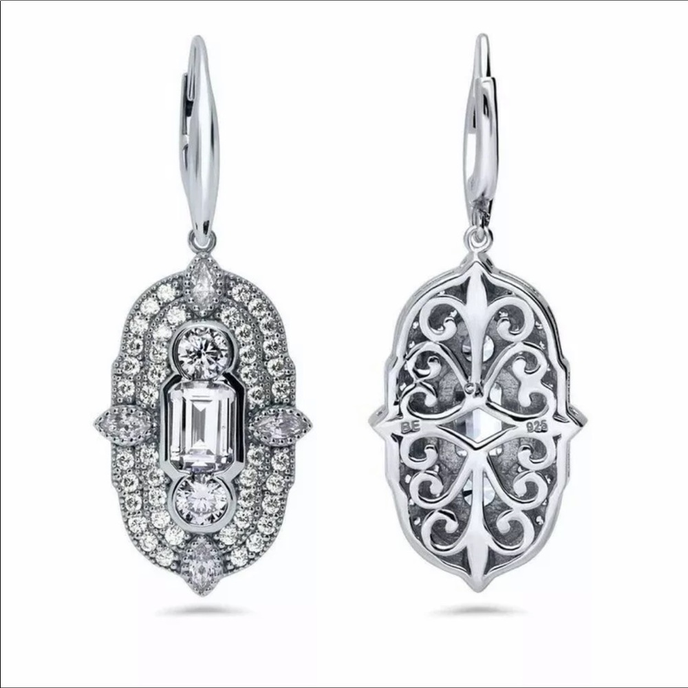 New 3Pc White Gold Cubic Zircon Necklace/ER Set - Picture 3 of 12